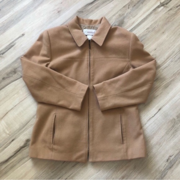 VINTAGE Camel Brown Wool & Cashmere Blend Coat - Picture 6 of 11